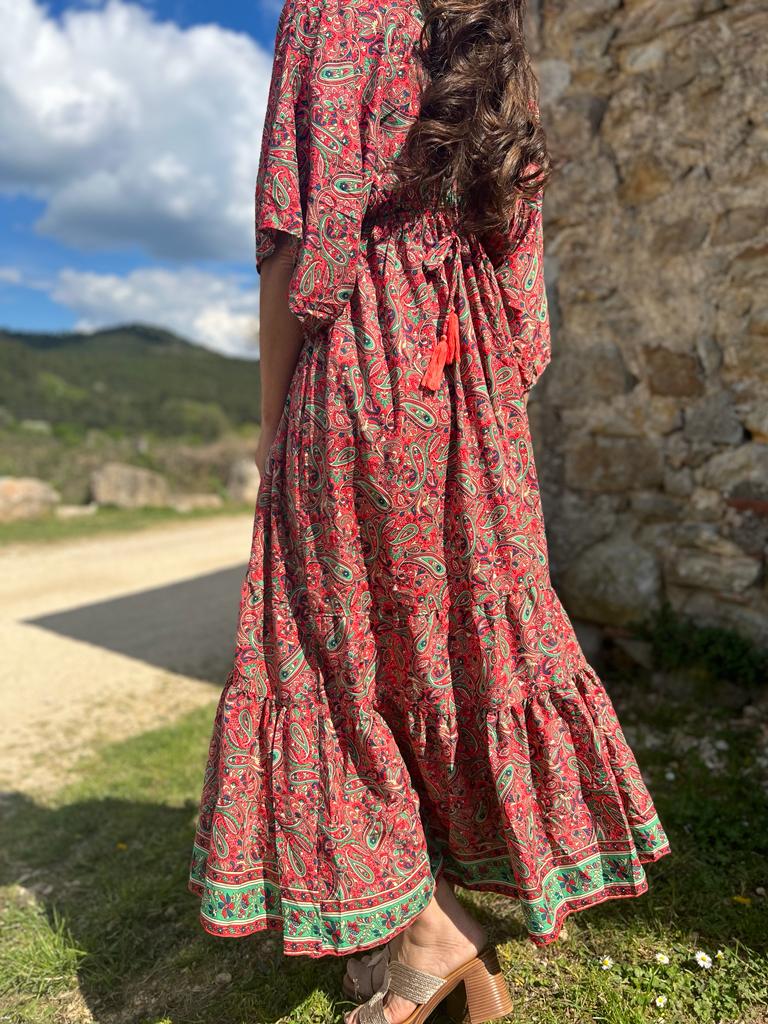 Robe bohème LANA rouge