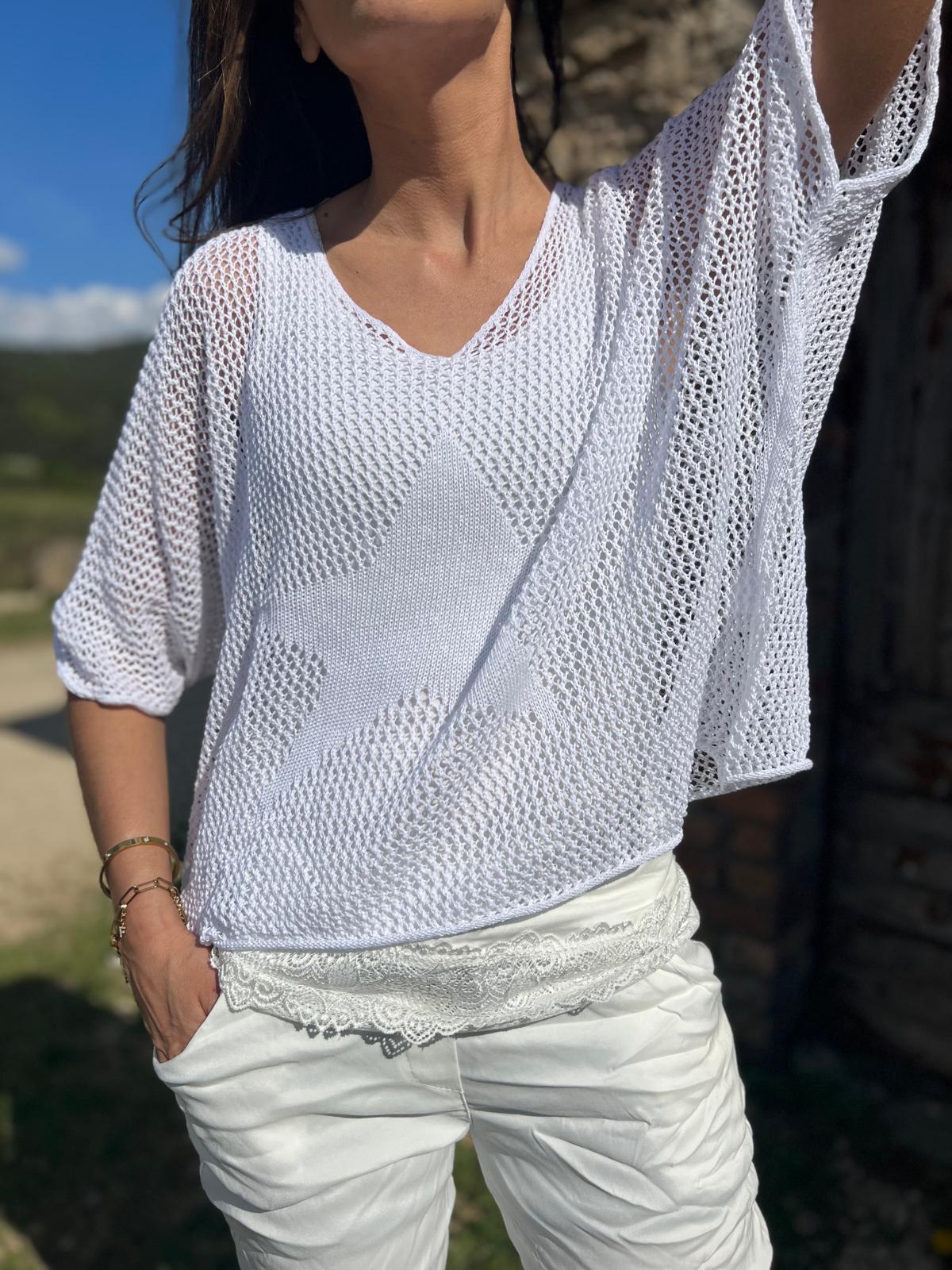 Pull filet SONIA blanc