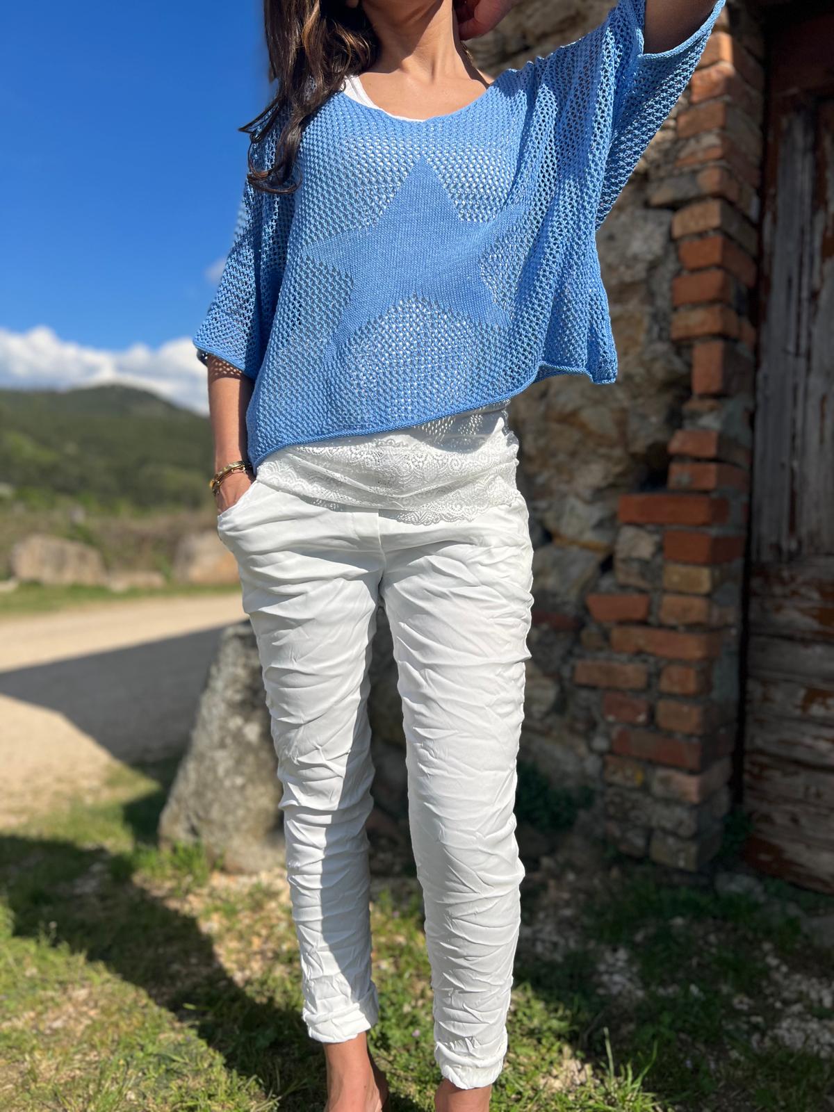 Pull filet SONIA bleu ciel