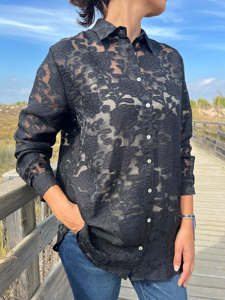 Chemise VALENTINA noire dentelle