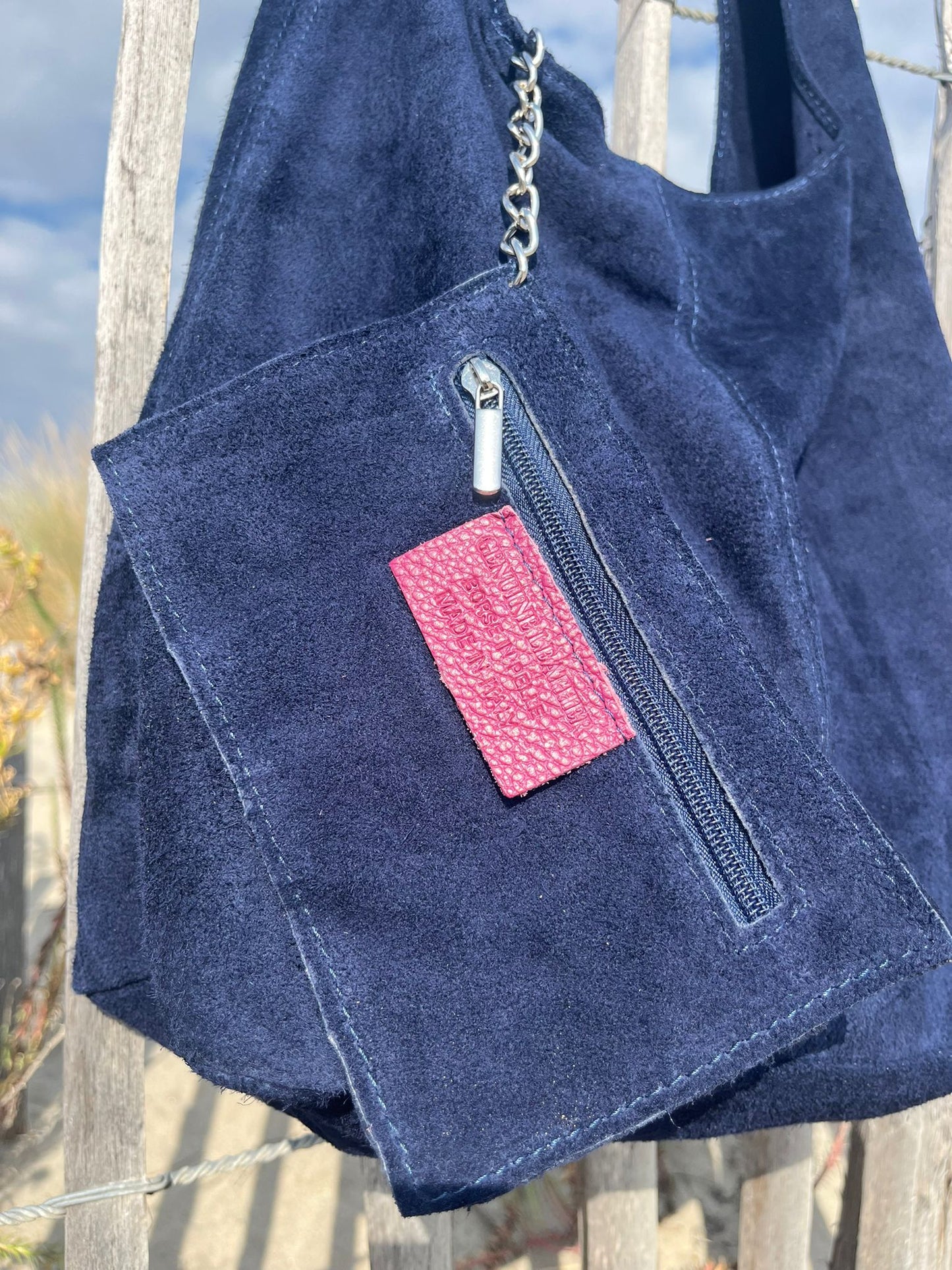 Sac SABRINA marine en croûte de cuir