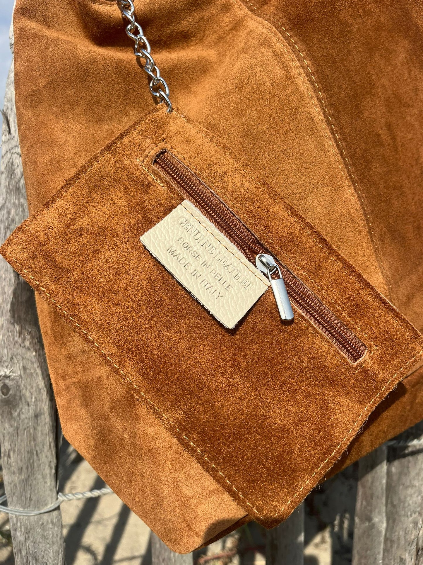 Sac SABRINA camel en croûte de cuir