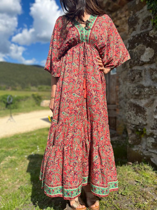 Robe bohème LANA rouge