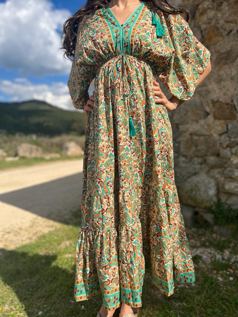 Robe bohème LANA verte