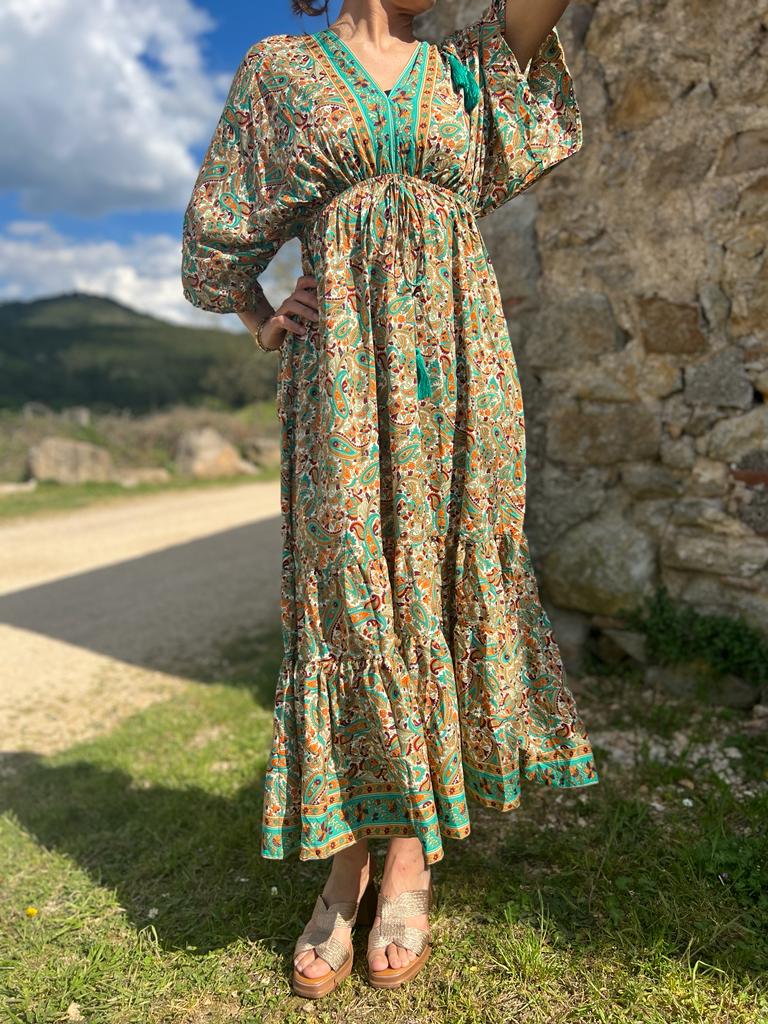 Robe bohème LANA verte