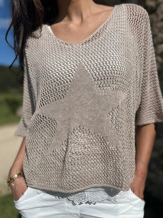 Pull filet SONIA beige