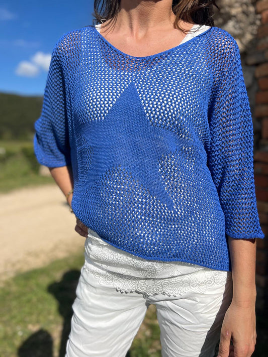 Pull SONIA filet bleu roi