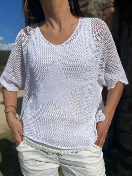 Pull filet SONIA blanc