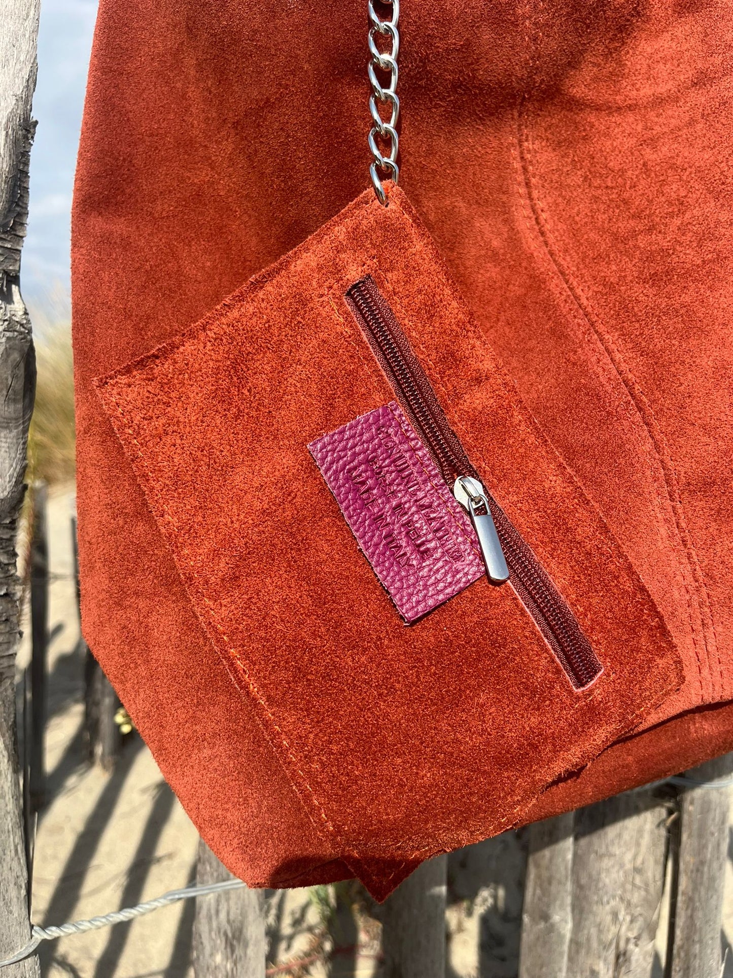 Sac SABRINA terracotta en croûte de cuir