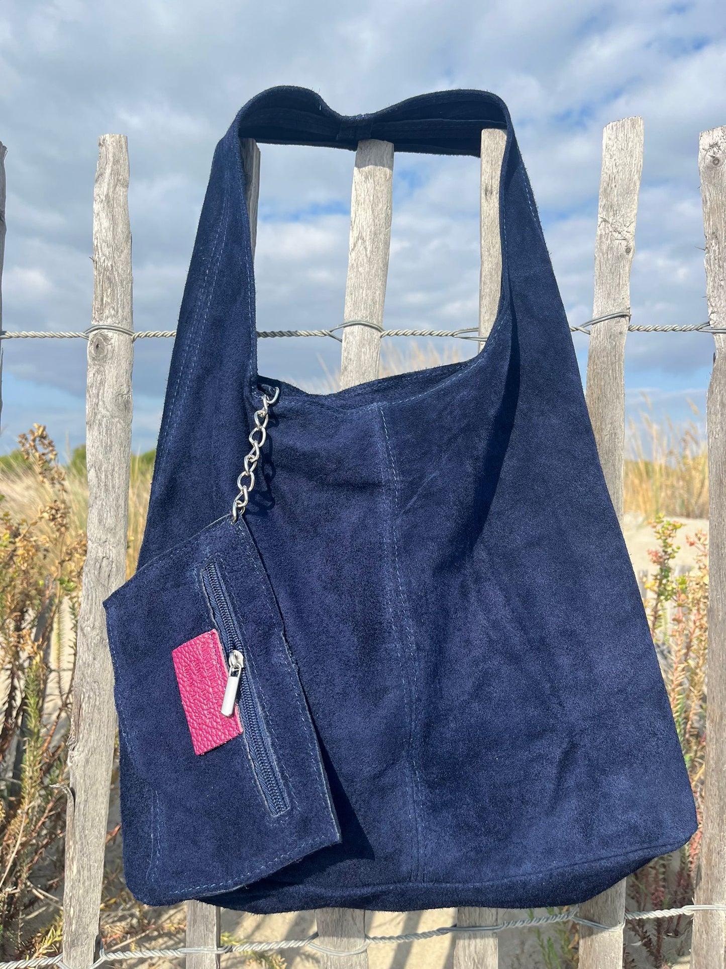 Sac SABRINA marine en croûte de cuir